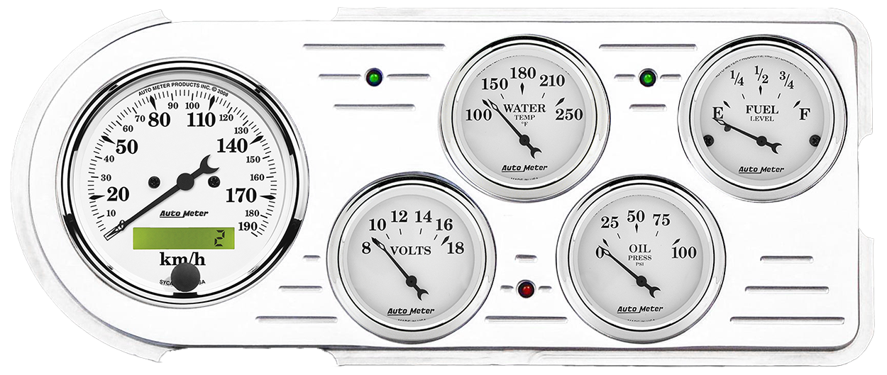 1948-1950 Ford Truck Aluminum Gauge Panel w/ AutoMeter Street Rod Series Gauges - Image 4