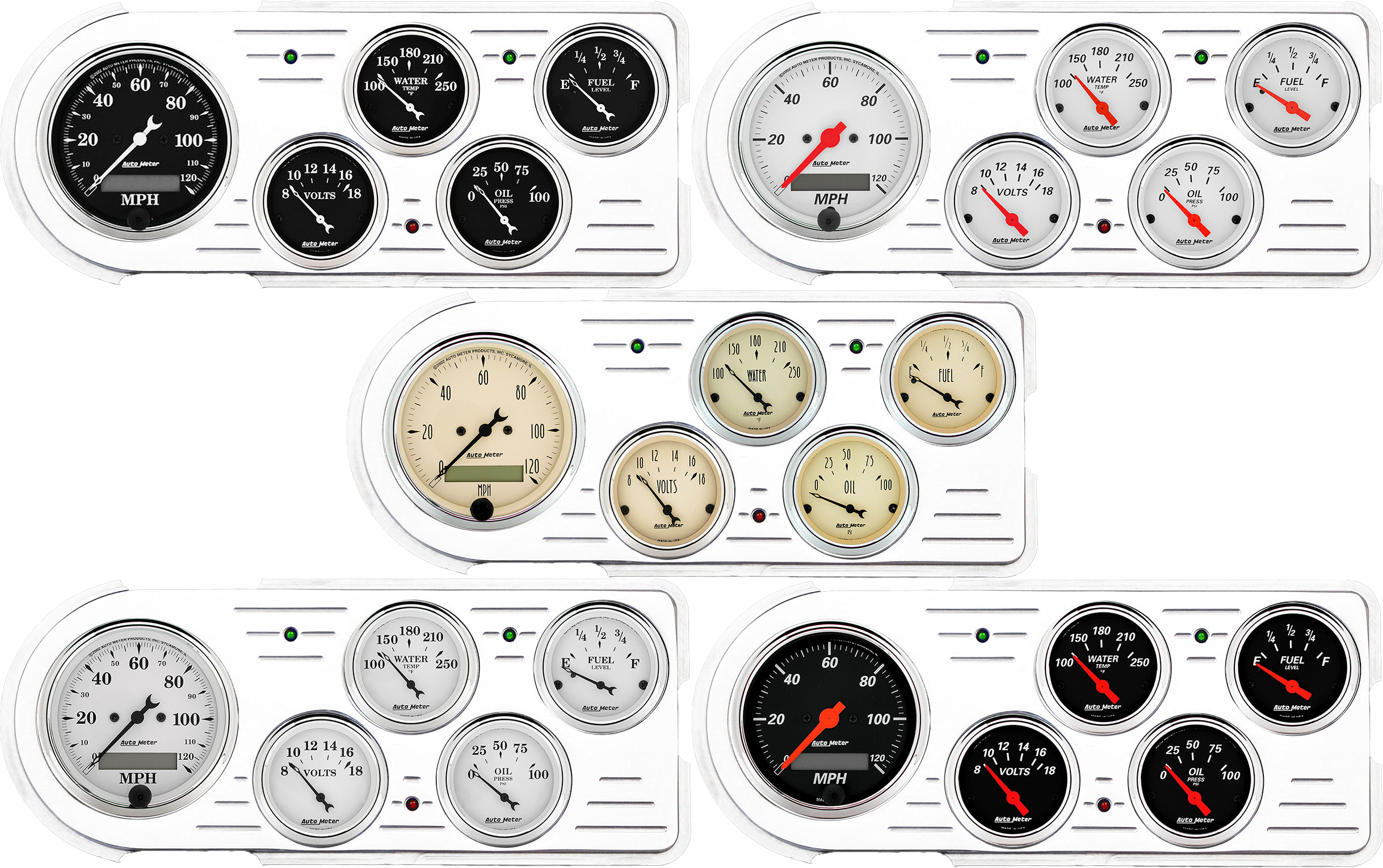1948-1950 Ford Truck Aluminum Gauge Panel w/ AutoMeter Street Rod Series Gauges