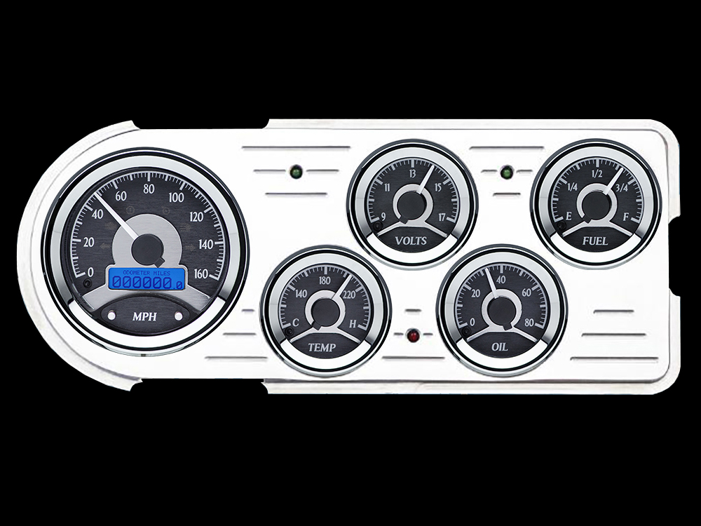 1948-1950 Ford Truck Aluminum Gauge Panel w/ Dakota Digital VHX-1050 Black Alloy Gauges