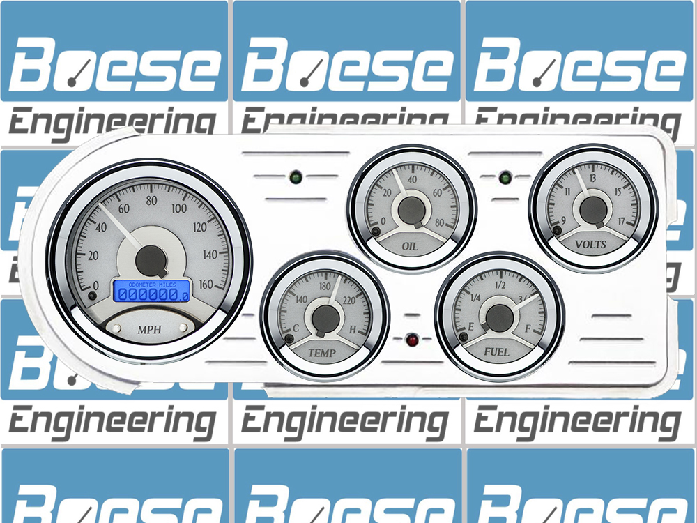 1948-1950 Ford Truck Aluminum Gauge Panel w/ Dakota Digital VHX-1050 Silver Alloy Gauges