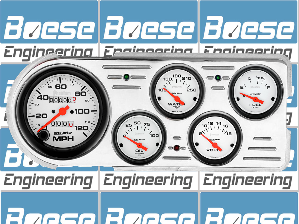 1948-1950 Ford Truck Aluminum Dash Insert w/ Auto Meter Phantom Gauges