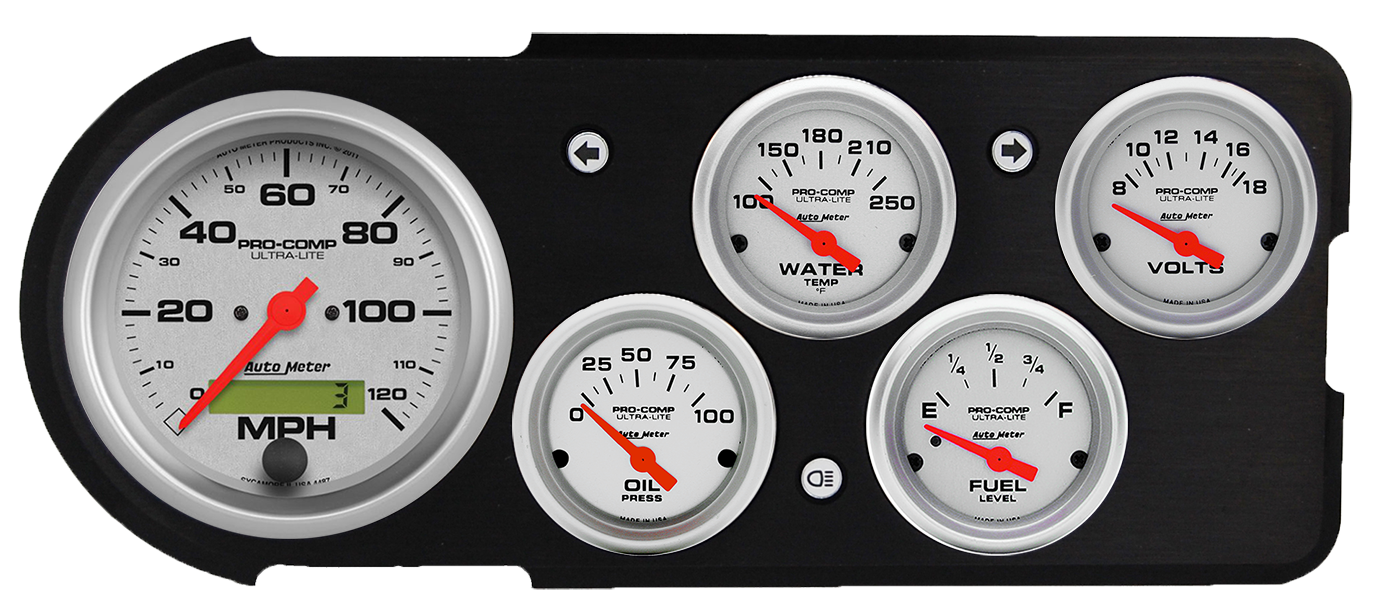 1948-1950 Ford Truck Aluminum Gauge Panel w/ Ultra-Lite Gauges