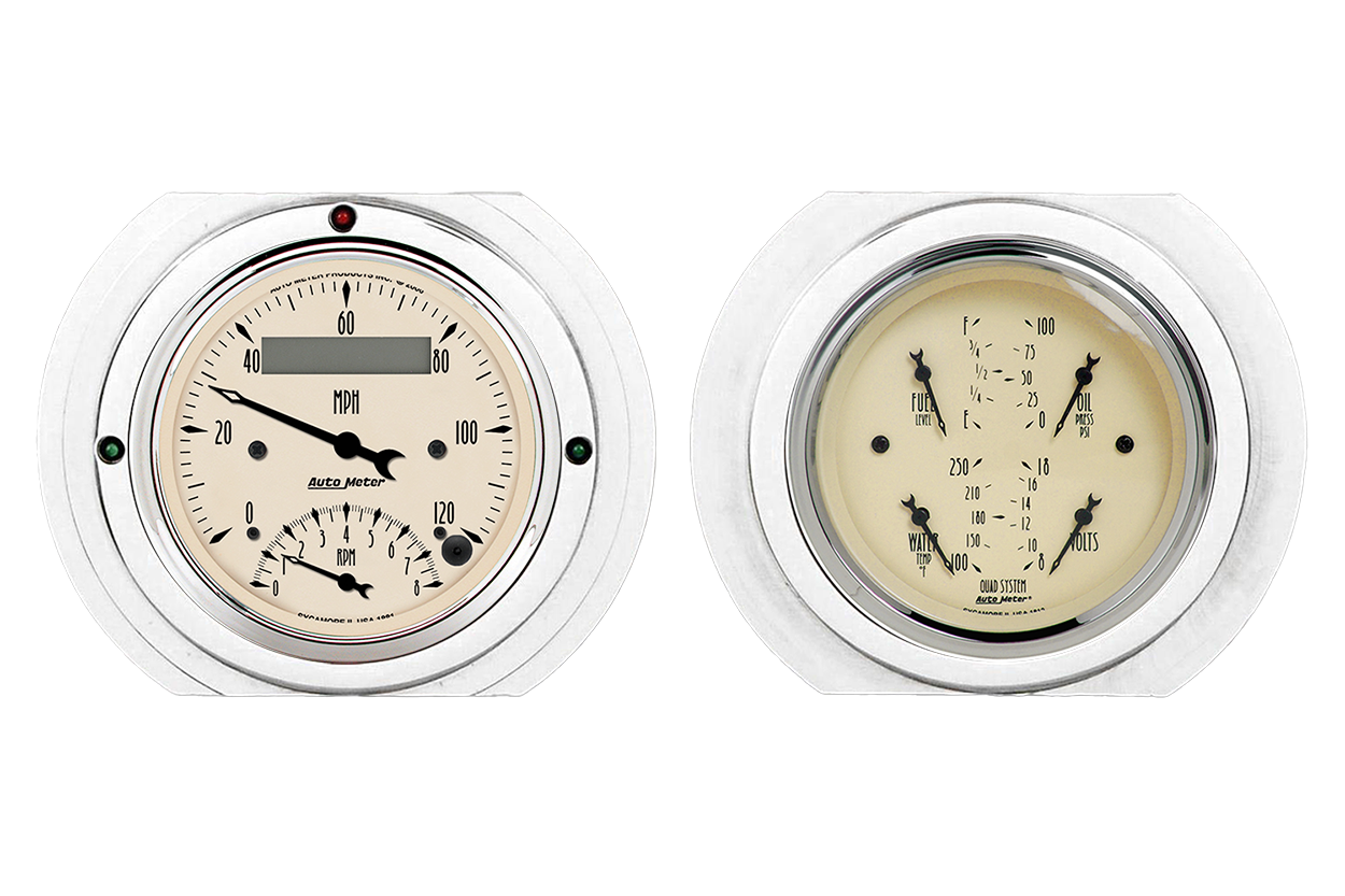 1951-1952 Ford Truck Aluminum Gauge Panel w/ Auto Meter Street Rod Series Gauges (Speedo/Tach) - Image 2