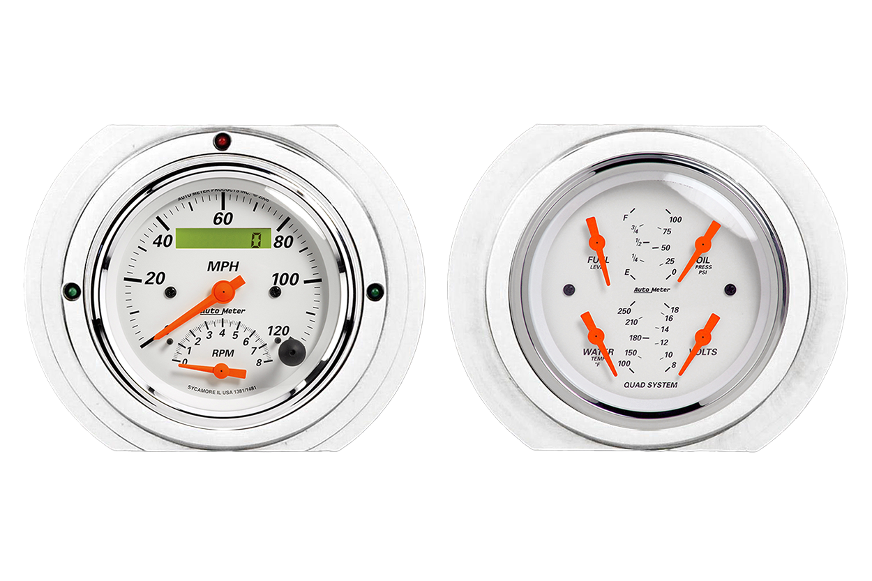 1951-1952 Ford Truck Aluminum Gauge Panel w/ Auto Meter Street Rod Series Gauges (Speedo/Tach) - Image 4
