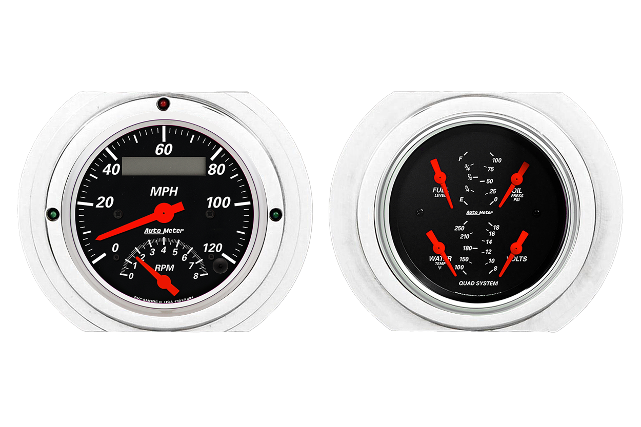1951-1952 Ford Truck Aluminum Gauge Panel w/ Auto Meter Street Rod Series Gauges (Speedo/Tach) - Image 5