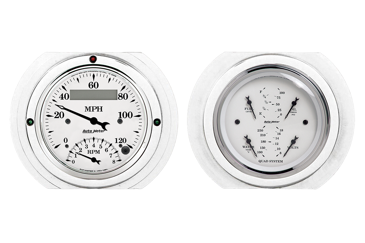 1951-1952 Ford Truck Aluminum Gauge Panel w/ Auto Meter Street Rod Series Gauges (Speedo/Tach) - Image 3