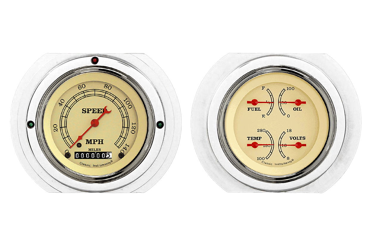 1951-1952 Ford Truck Aluminum Gauge Panels w/ Classic Instruments Gauges