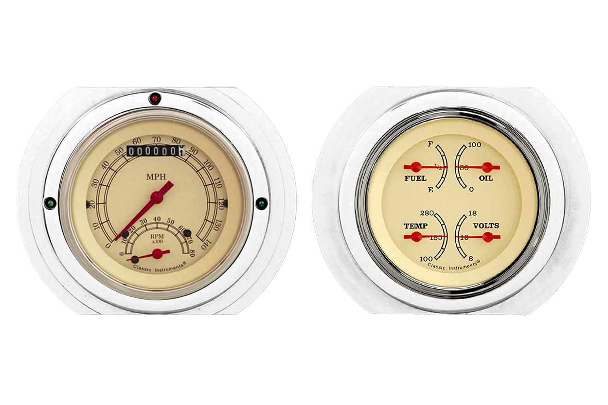 1951-1952 Ford Truck Aluminum Gauge Panels w/ Classic Instruments Gauges (Ultimate Speedometer) - Image 3