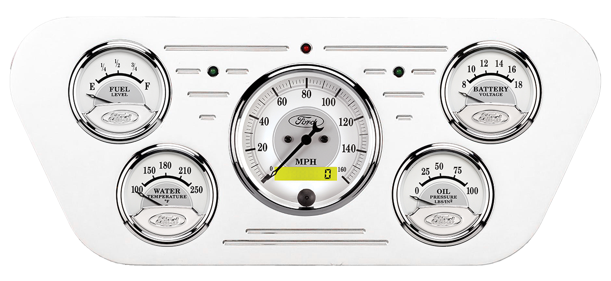 1953-1955 Ford Truck Billet Aluminum Gauge Panel w/ AutoMeter Ford Masterpiece Silver Gauges