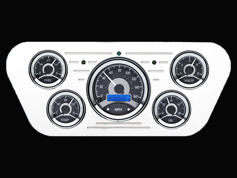 1953-1955 Ford Truck Billet Aluminum Gauge Panel w/ Dakota Digital VHX-1050 Black Alloy Gauges