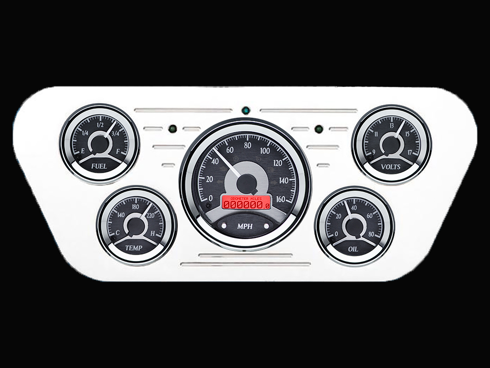 1953-1955 Ford Truck Billet Aluminum Gauge Panel w/ Dakota Digital VHX-1050 Black Alloy Gauges - Image 2