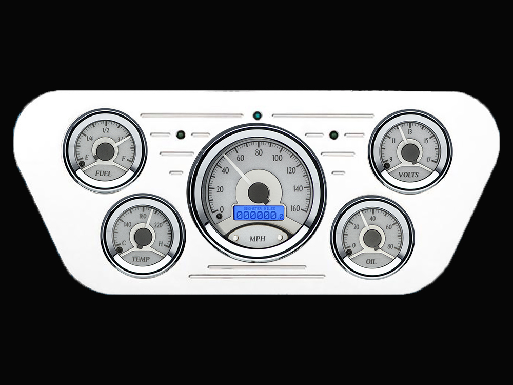 1953-1955 Ford Truck Billet Aluminum Gauge Panel w/ Dakota Digital VHX-1050 Silver Alloy Gauges