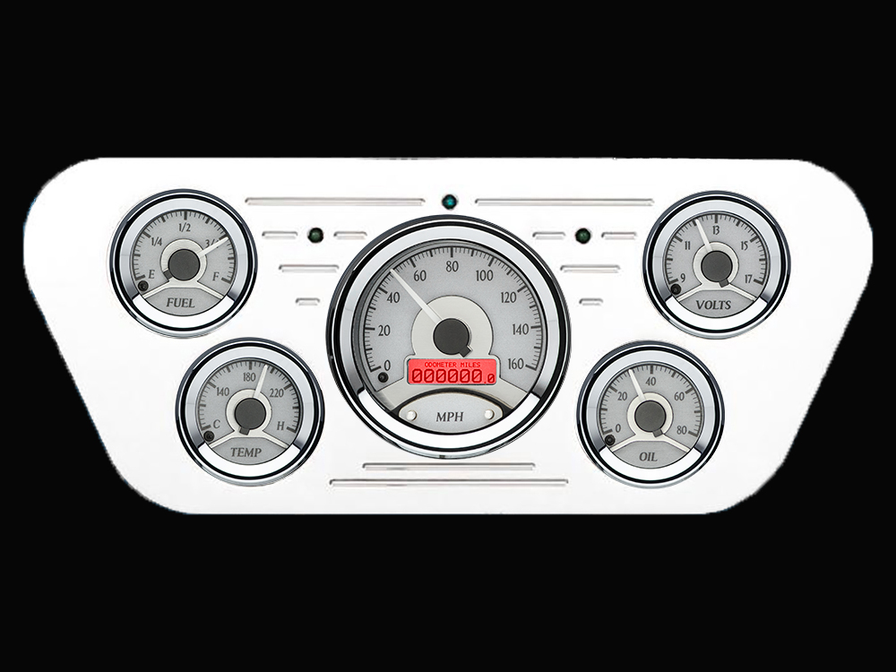 1953-1955 Ford Truck Billet Aluminum Gauge Panel w/ Dakota Digital VHX-1050 Silver Alloy Gauges - Image 2