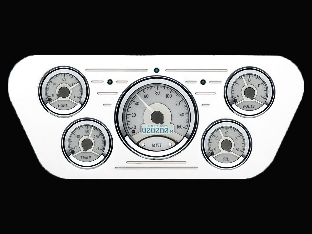 1953-1955 Ford Truck Billet Aluminum Gauge Panel w/ Dakota Digital VHX-1050 Silver Alloy Gauges - Image 3