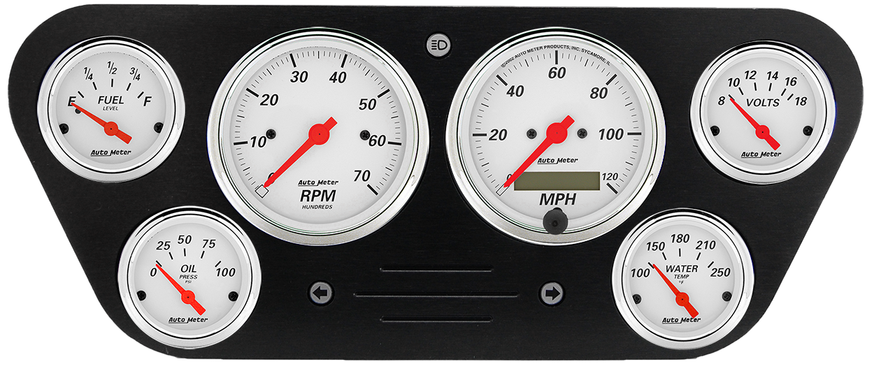 1953-1955 Ford Truck Billet Aluminum Gauge Panel w/ AutoMeter Street Rod Series Gauges - Image 5