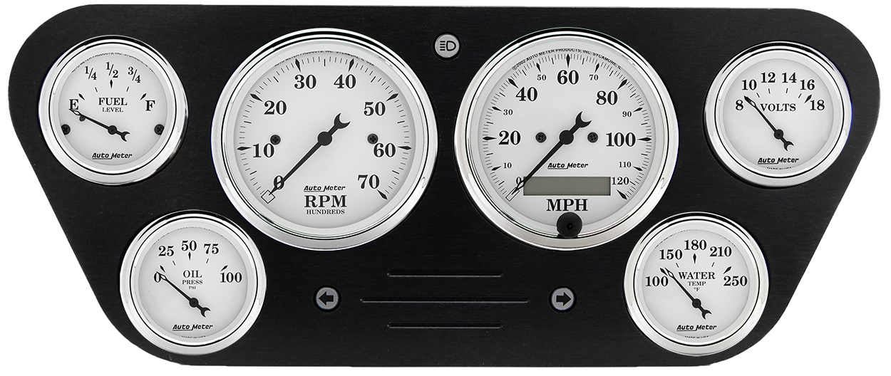 1953-1955 Ford Truck Billet Aluminum Gauge Panel w/ AutoMeter Street Rod Series Gauges - Image 6