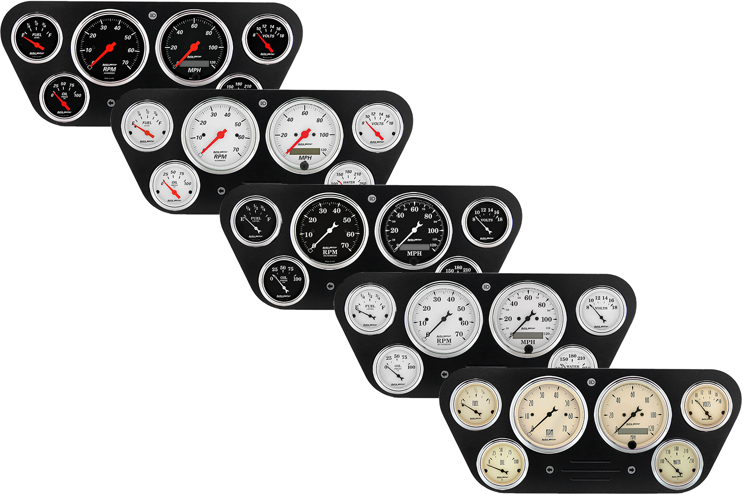 1953-1955 Ford Truck Billet Aluminum Gauge Panel w/ AutoMeter Street Rod Series Gauges
