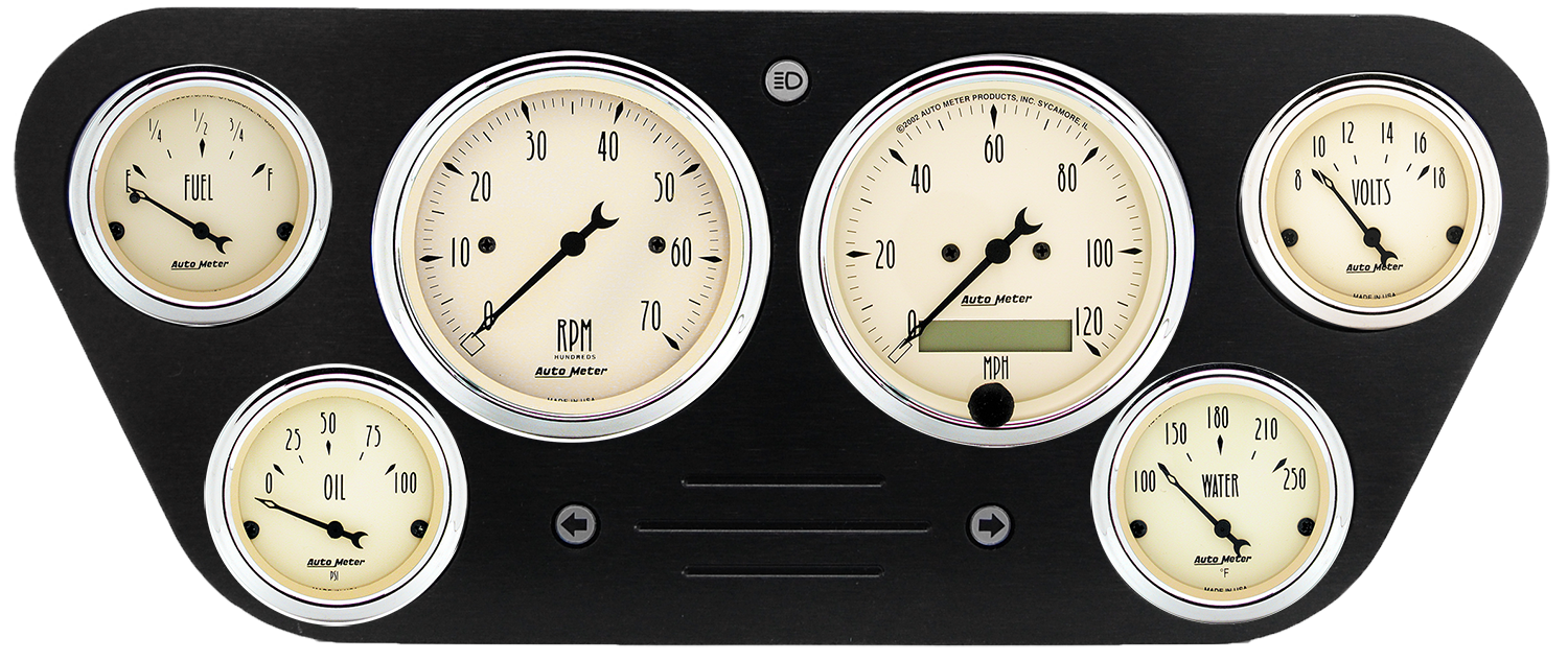 1953-1955 Ford Truck Billet Aluminum Gauge Panel w/ AutoMeter Street Rod Series Gauges - Image 3