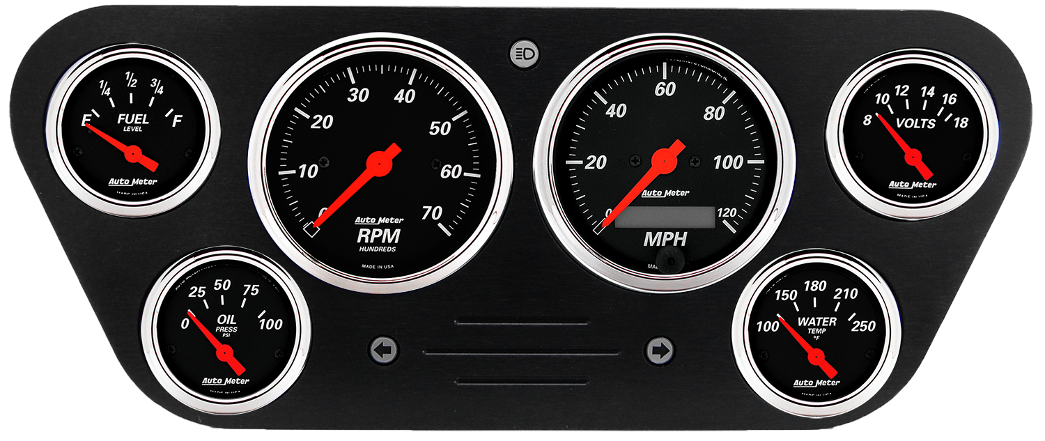 1953-1955 Ford Truck Billet Aluminum Gauge Panel w/ AutoMeter Street Rod Series Gauges - Image 4