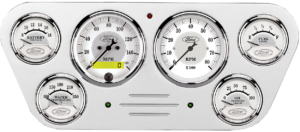 1953-1955 Ford Truck Billet Aluminum 6 Gauge Panel w/ Auto Meter Ford Masterpiece Silver Gauges