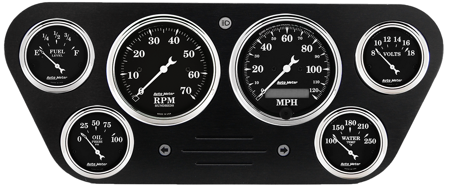 1953-1955 Ford Truck Billet Aluminum Gauge Panel w/ AutoMeter Street Rod Series Gauges - Image 2