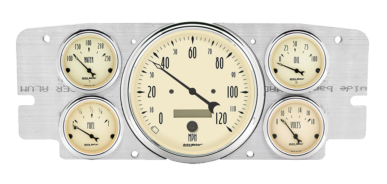 1957-1960 Ford Truck Aluminum Gauge Panel w/ AutoMeter Antique Beige Gauges - Image 2