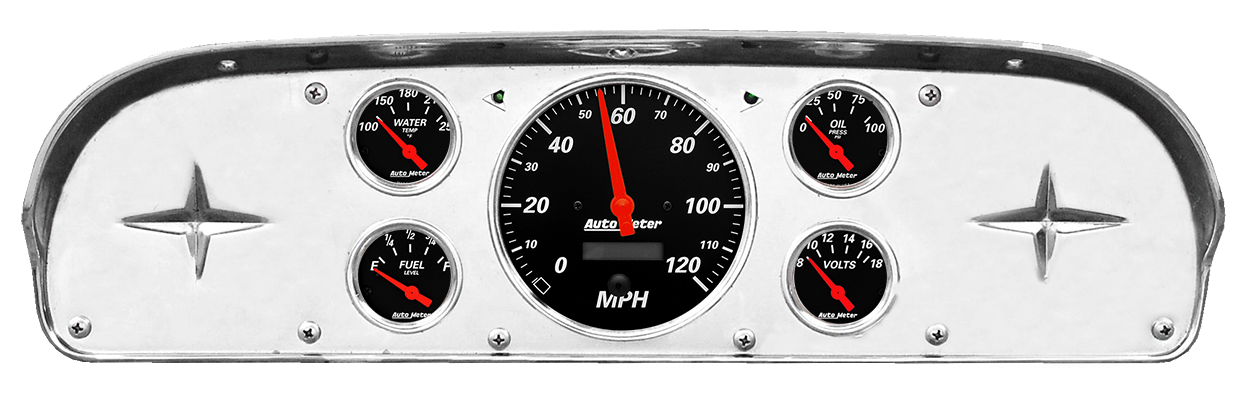 1957-1960 Ford Truck Aluminum Gauge Panel w/ AutoMeter Designer Black Gauges