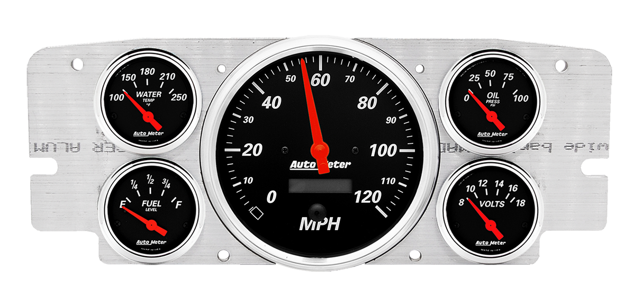 1957-1960 Ford Truck Aluminum Gauge Panel w/ AutoMeter Designer Black Gauges - Image 2