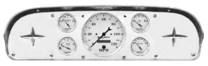 1957-1960 Ford Truck Aluminum Gauge Adapter Panel w/ AutoMeter Old Tyme White Gauges