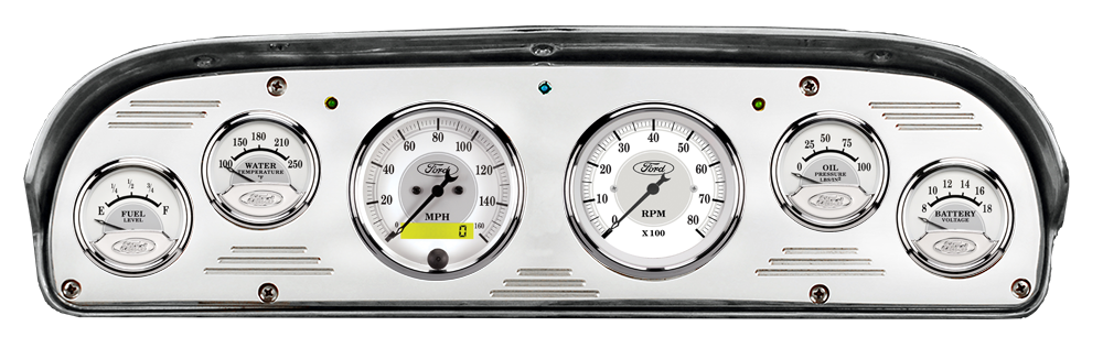 1957-1960 Ford Truck Billet Aluminum 6 Gauge Panel w/ Auto Meter Ford Masterpiece Silver Gauges