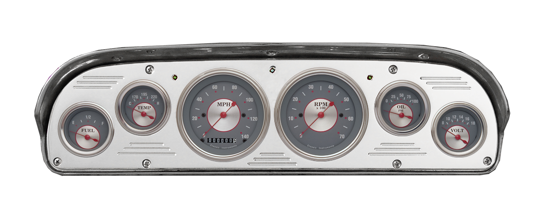 1957-1960 Ford Truck Billet Aluminum 6 Gauge Panel w/ Classic Instruments Gauges