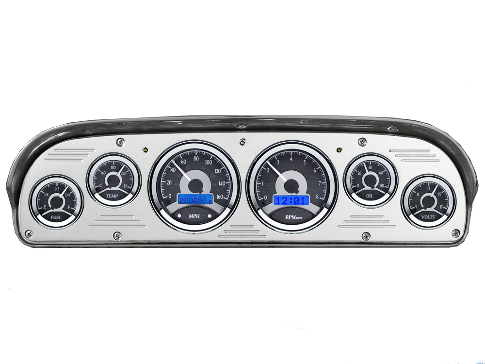 1957-1960 Ford Truck Billet Aluminum Gauge Panel w/ Dakota Digital VHX Black Alloy Gauges - Image 2