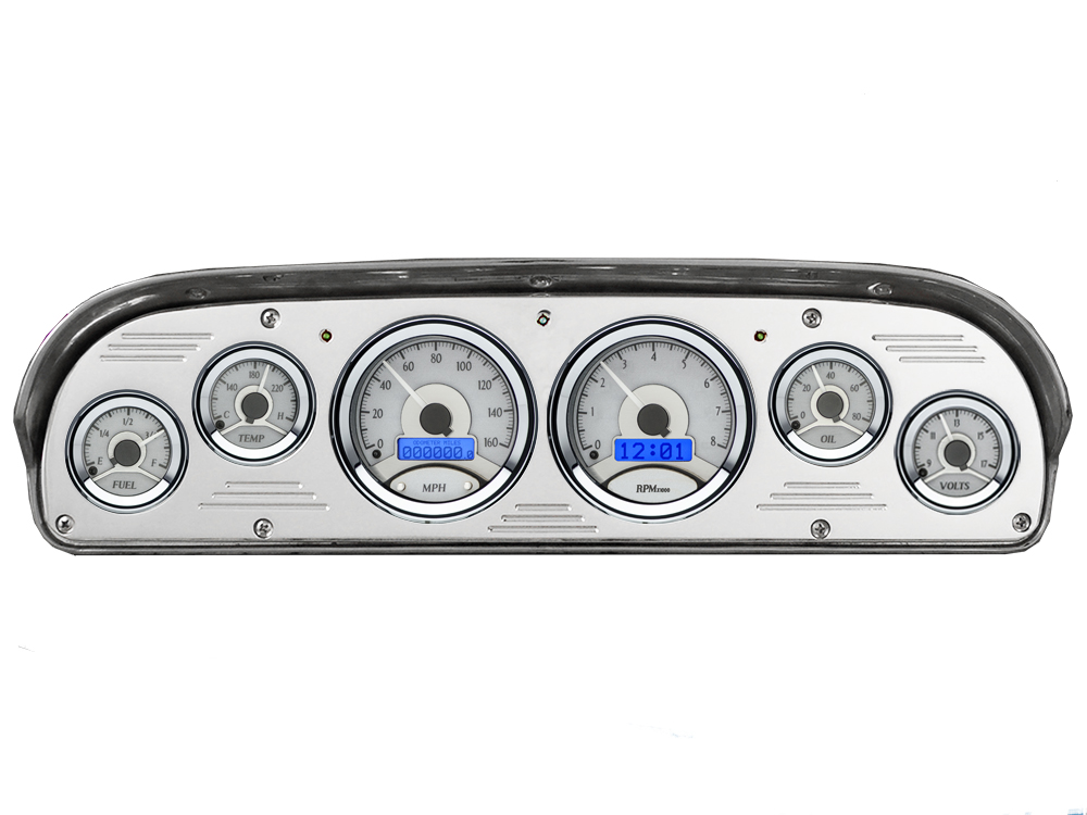 1957-1960 Ford Truck Aluminum Gauge Panel w/ Dakota Digital VHX Silver Alloy Gauges - Image 2