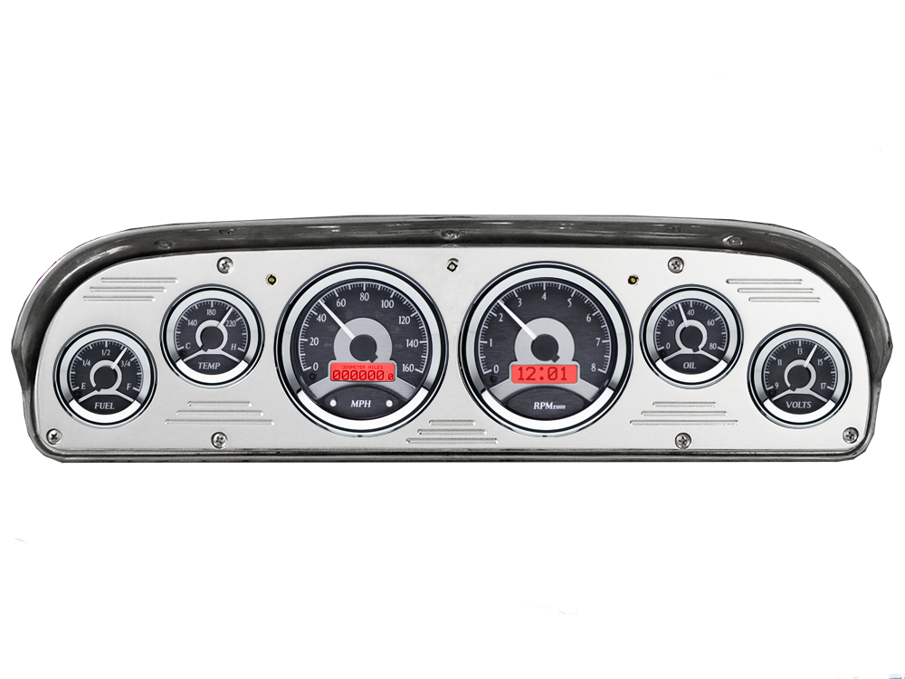 1957-1960 Ford Truck Billet Aluminum Gauge Panel w/ Dakota Digital VHX Black Alloy Gauges - Image 3