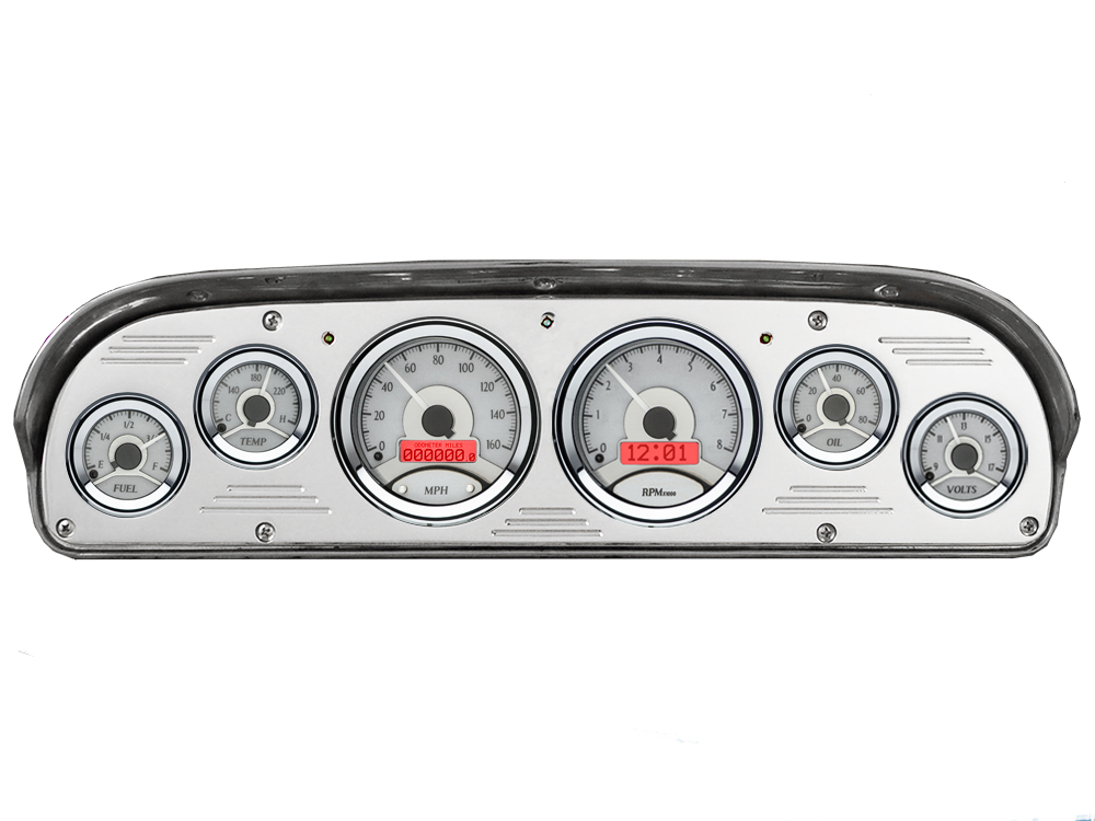 1957-1960 Ford Truck Aluminum Gauge Panel w/ Dakota Digital VHX Silver Alloy Gauges - Image 3