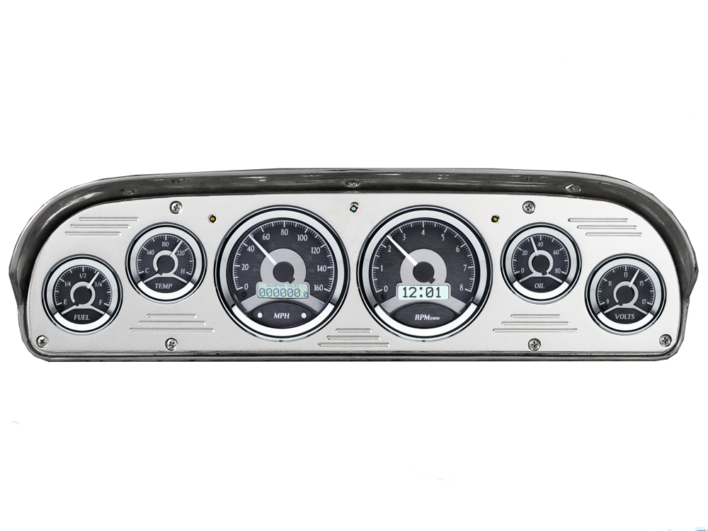 1957-1960 Ford Truck Billet Aluminum Gauge Panel w/ Dakota Digital VHX Black Alloy Gauges