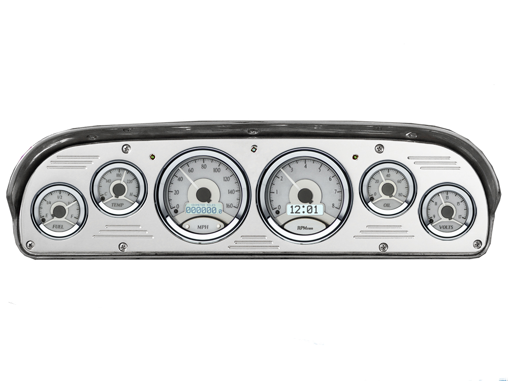 1957-1960 Ford Truck Aluminum Gauge Panel w/ Dakota Digital VHX Silver Alloy Gauges