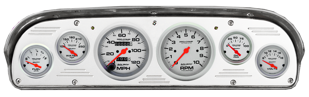 1957-1960 Ford Truck Aluminum Gauge Panel w/ Ultra-Lite Gauges