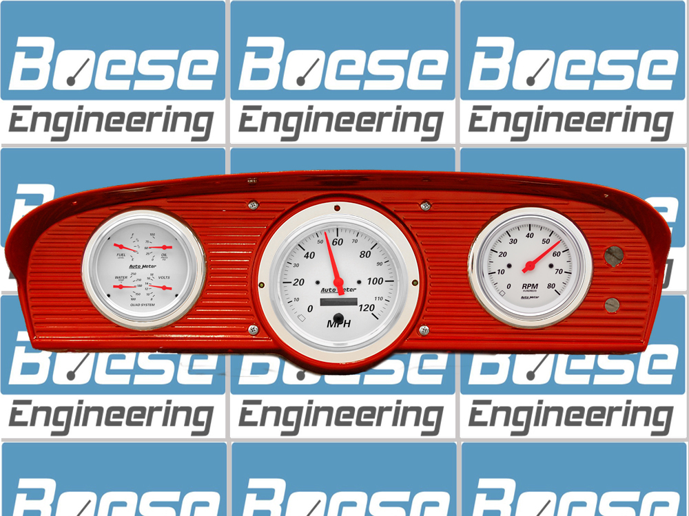 61 62 63 64 65 66 Ford F100 Truck Adapter Rings w/ Auto Meter Arctic White Gauges