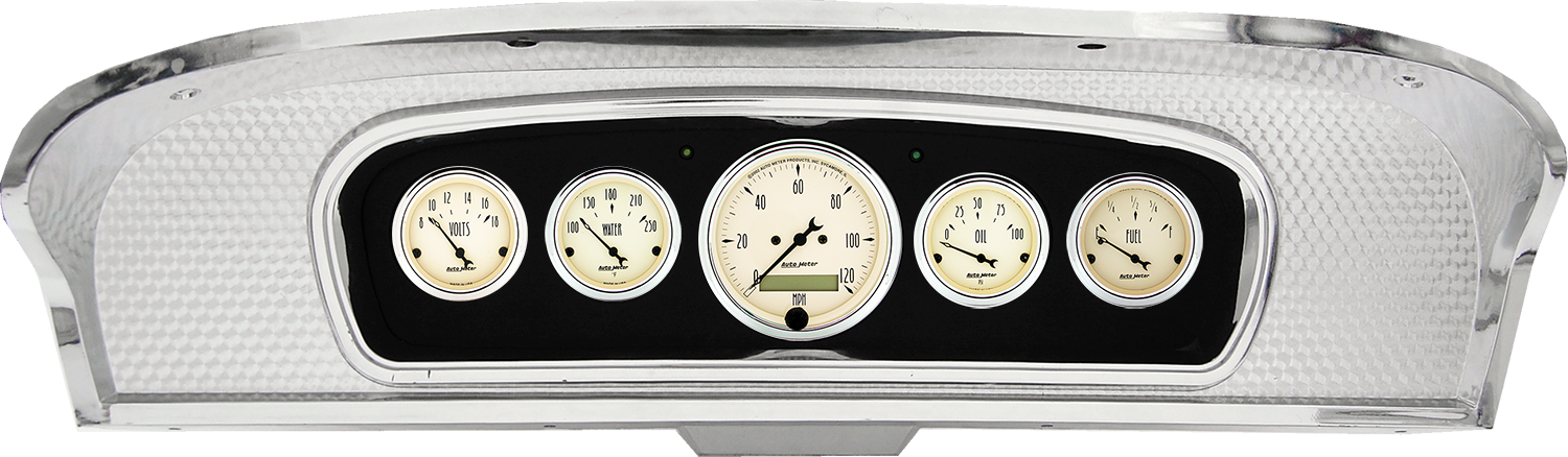 1965-1966 Ford Custom Cab Truck Aluminum Gauge Panel w/ Auto Meter Street Rod Series Gauges - Image 4