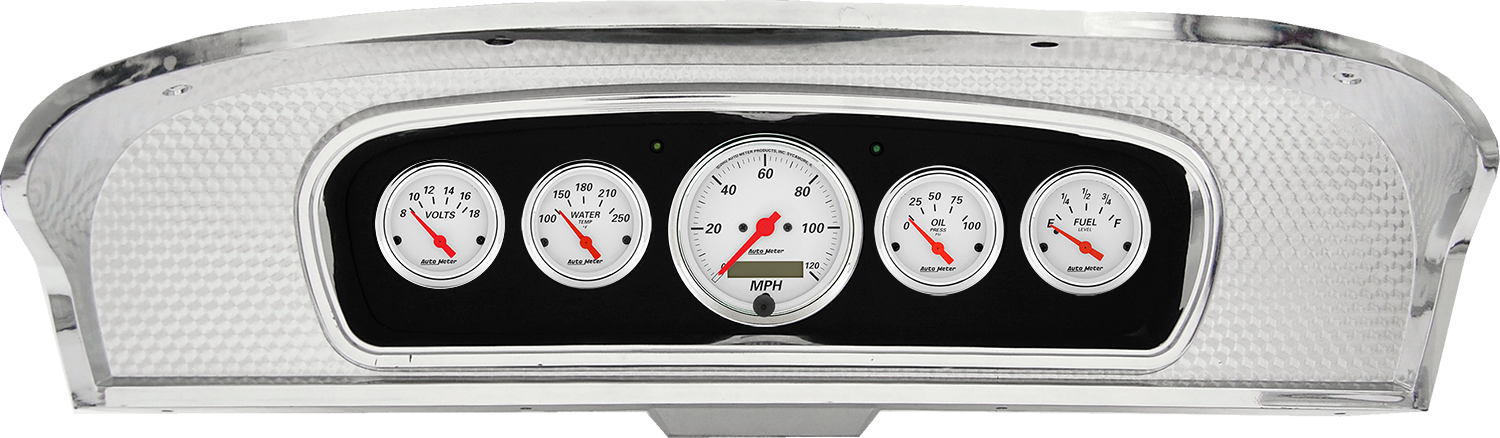1965-1966 Ford Custom Cab Truck Aluminum Gauge Panel w/ Auto Meter Street Rod Series Gauges - Image 6