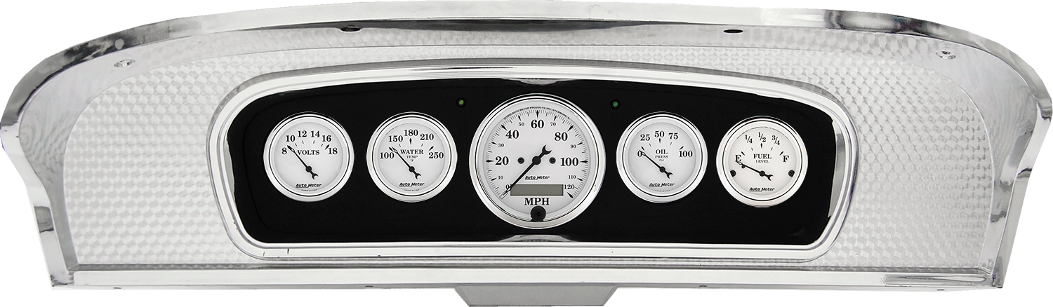 1965-1966 Ford Custom Cab Truck Aluminum Gauge Panel w/ Auto Meter Street Rod Series Gauges - Image 5