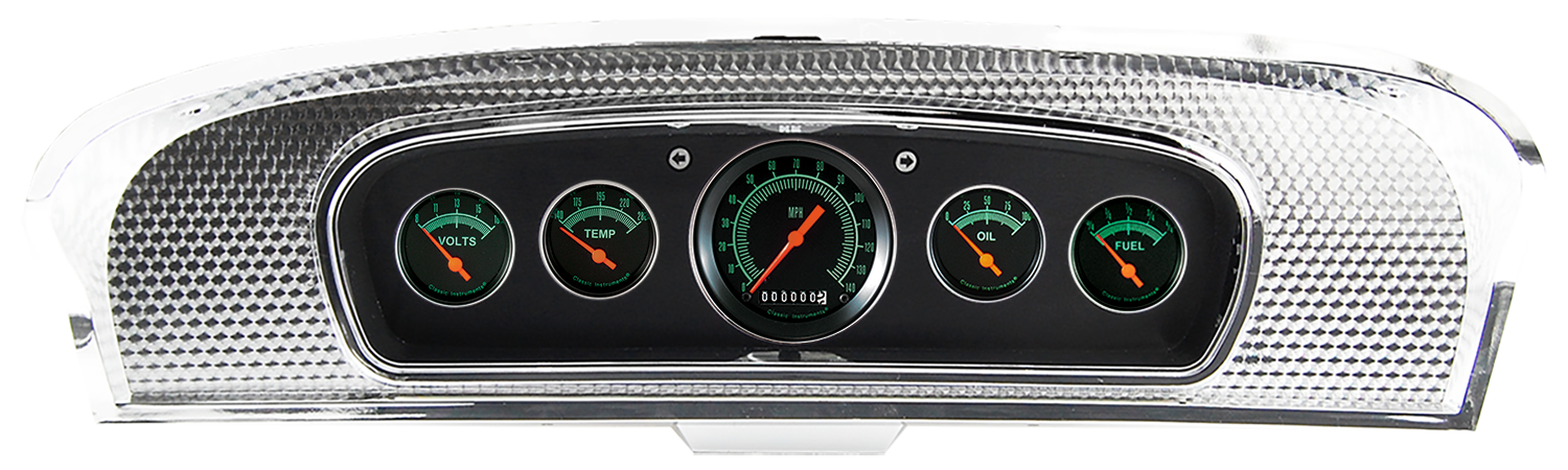 1965-1966 Ford Custom Cab Truck Brushed Black Anodized Aluminum Gauge Panel w/ Classic Instruments Gauges - Image 3