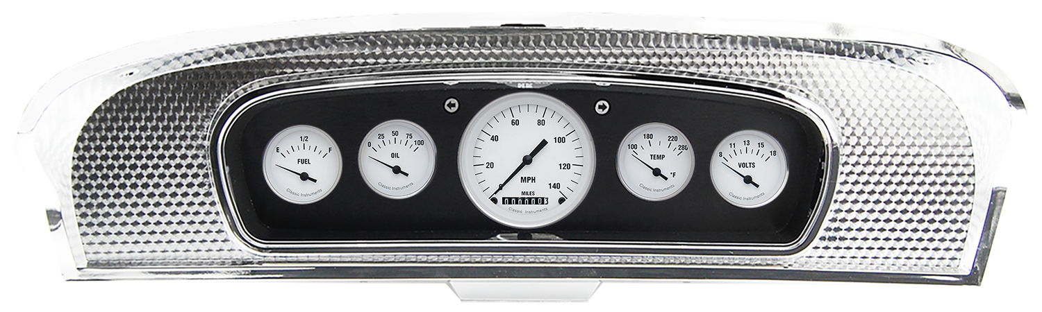 1965-1966 Ford Custom Cab Truck Brushed Black Anodized Aluminum Gauge Panel w/ Classic Instruments Gauges - Image 5