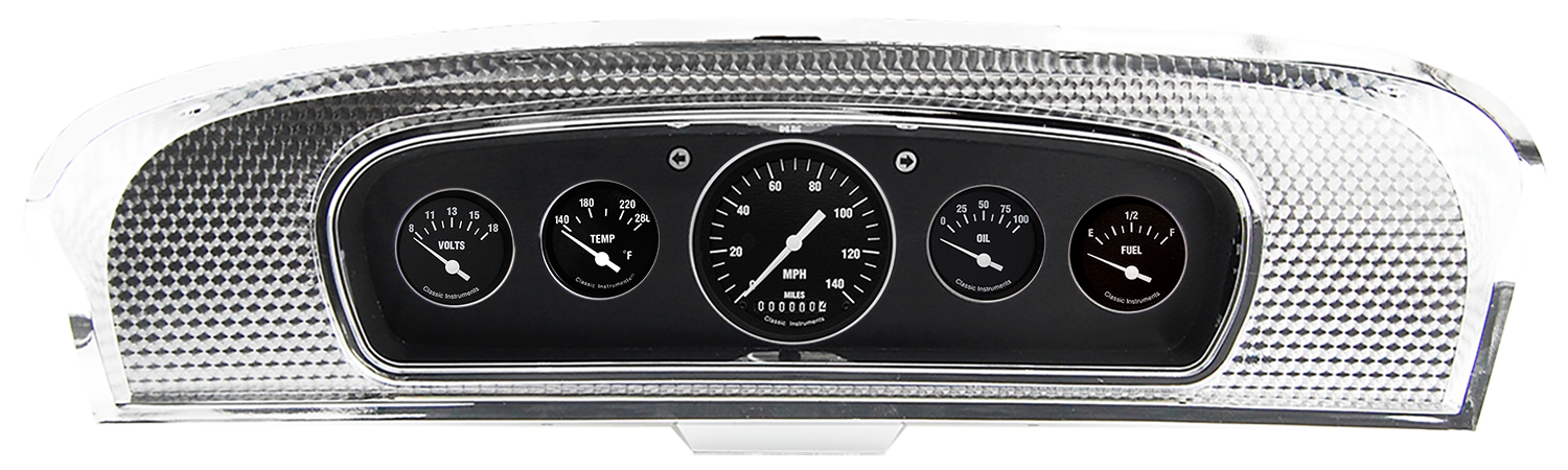 1965-1966 Ford Custom Cab Truck Brushed Black Anodized Aluminum Gauge Panel w/ Classic Instruments Gauges - Image 2