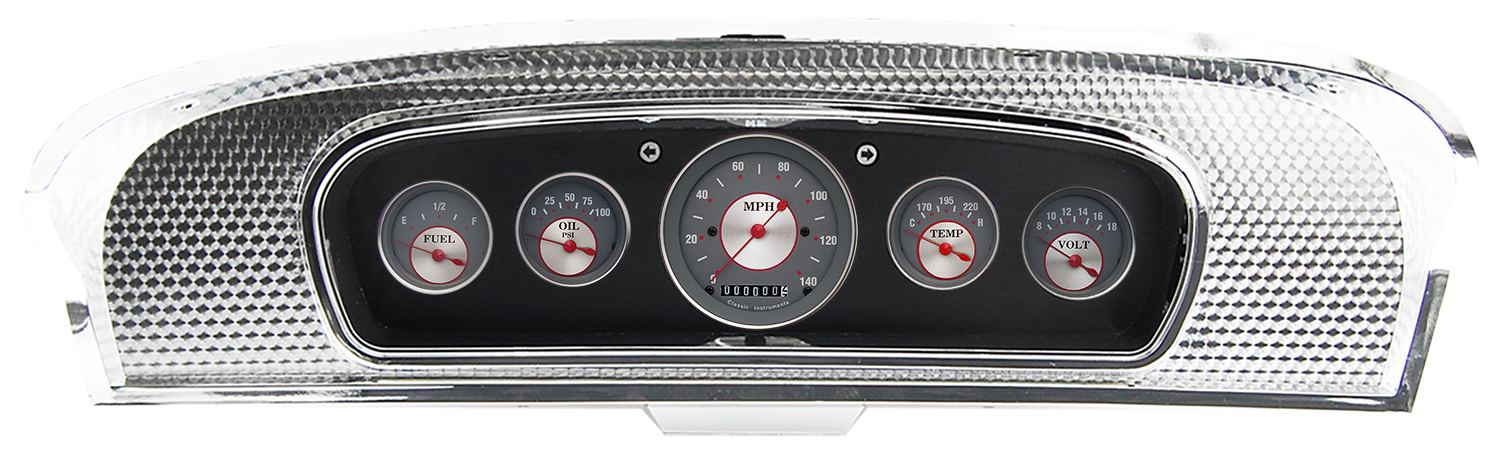 1965-1966 Ford Custom Cab Truck Brushed Black Anodized Aluminum Gauge Panel w/ Classic Instruments Gauges - Image 4