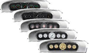 1965-1966 Ford Custom Cab Truck Brushed Black Anodized Aluminum Gauge Panel w/ Classic Instruments Gauges