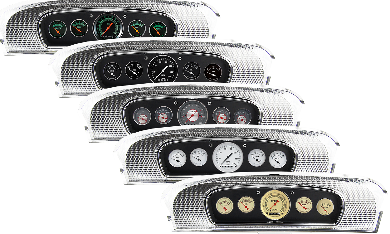 1965-1966 Ford Custom Cab Truck Brushed Black Anodized Aluminum Gauge Panel w/ Classic Instruments Gauges