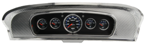 1965-1966 Ford Custom Cab Truck Brushed Black Anodized Aluminum Gauge Panel w/ Auto Meter Cobalt Gauges