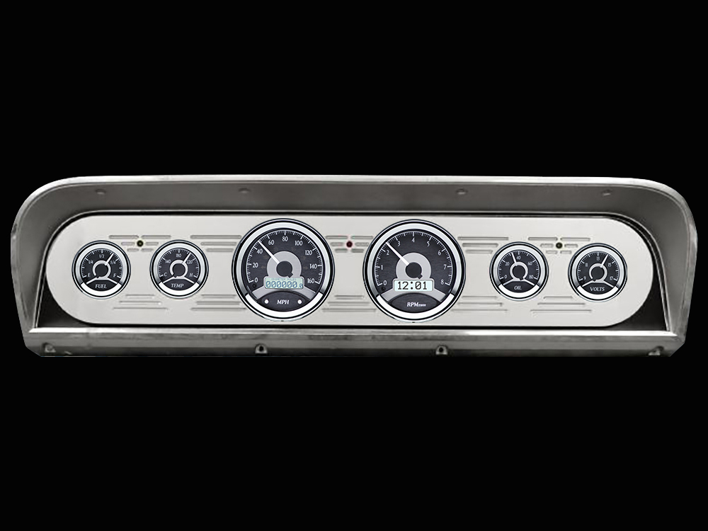 1967-1972 Ford Truck Billet Aluminum Gauge Panel w/ Dakota Digital VHX Black Alloy Gauges